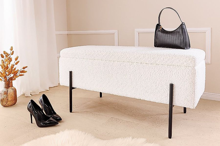 riess-ambiente Truhenbank LOFT 100cm weiß · gepolsterte Sitzbank aus Bouclé günstig online kaufen