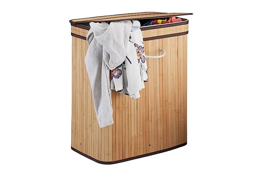 relaxdays Wäschesortierer Wäschekorb Bambus eckig, natur günstig online kaufen