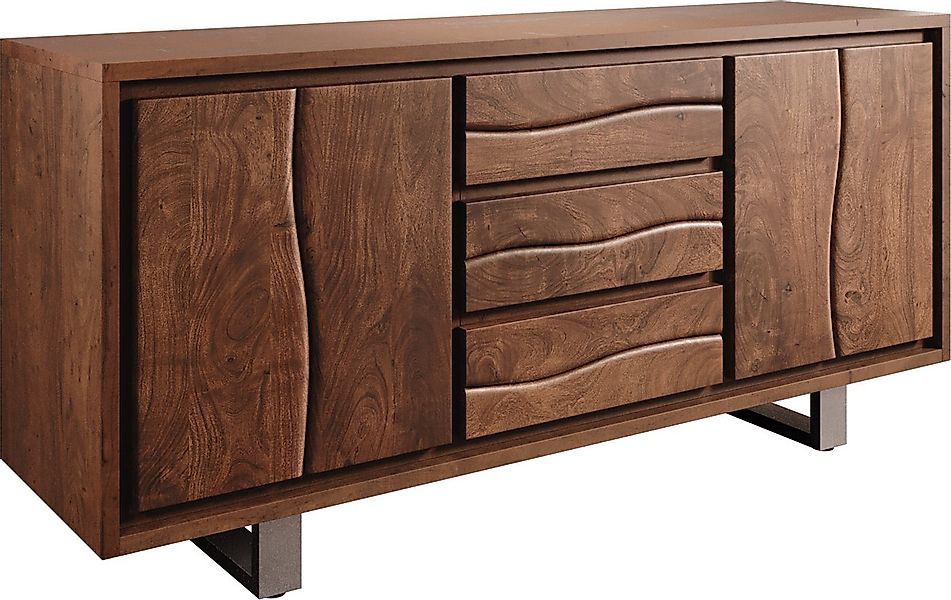 DELIFE Sideboard Live-Edge, Akazie Braun 172 cm 4 Türen 3 Schübe Baumkante günstig online kaufen