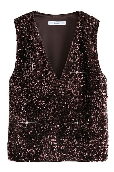 Next V-Shirt Ärmelloses Paillettenoberteil mit V-Ausschnitt (1-tlg) günstig online kaufen