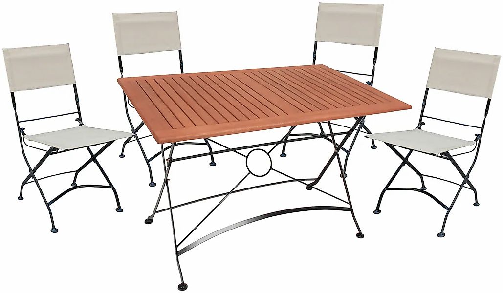 Garden Pleasure Garten-Essgruppe "TRIEST" 5 Stk. tlg. mit platzsparender Kl günstig online kaufen