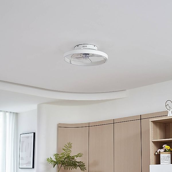 Lindby LED-Deckenventilator Momitu, weiß, Aluminium, Ø 50 cm günstig online kaufen