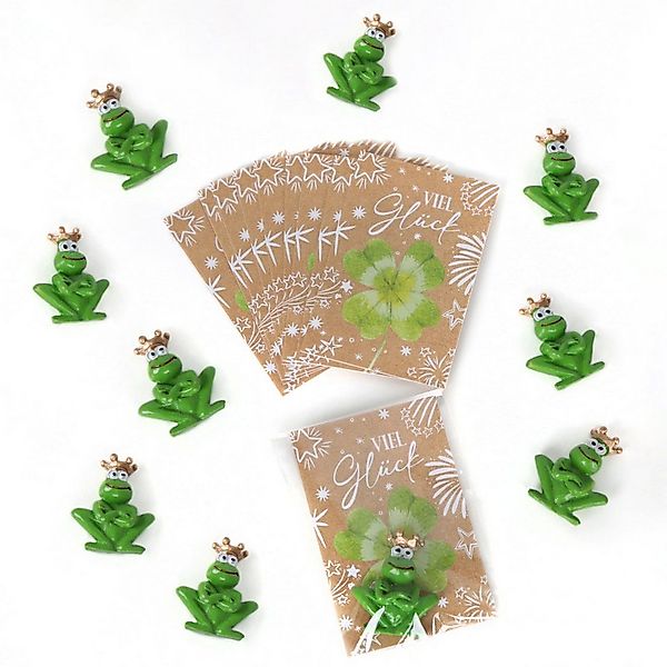 Logbuch-Verlag Dekofigur 10 grüne Frösche als Glücksbringer mit Viel Glück günstig online kaufen
