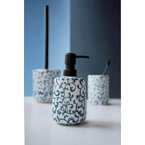 WENKO WC-Garnitur Mirabello Keramik, WC-Bürstenhalter, handbemalt blau günstig online kaufen