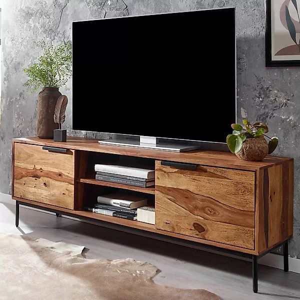 Unterschrank Fernseher aus Sheesham Massivholz Metall günstig online kaufen
