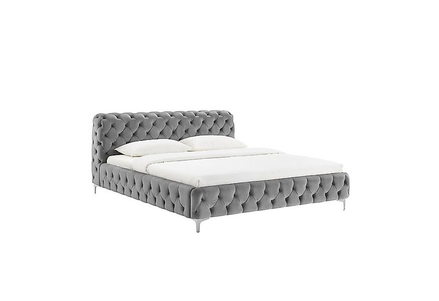 riess-ambiente Polsterbett MODERN BAROCK 160x200cm grau Samt – Barock Stil, günstig online kaufen