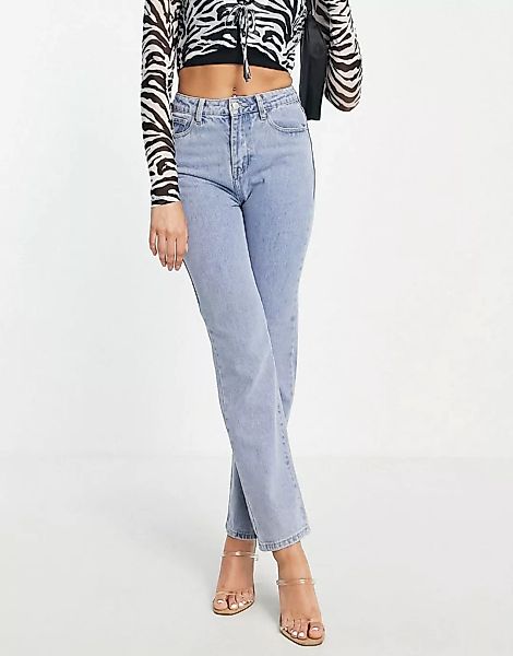 In The Style x Yasmine Chanel – Jeans mit geradem Schnitt in Blau günstig online kaufen