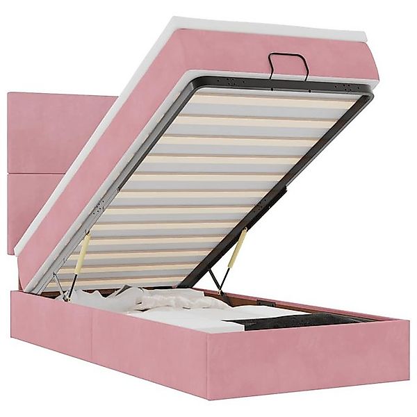 vidaXL Bett Ottoman-Bett mit Matratzen & LEDs Rosa 100x200 cm Samt günstig online kaufen