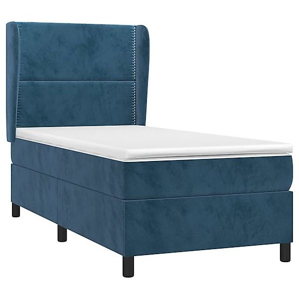 vidaXL Boxspringbett, Boxbett mit Matratze Dunkelblau 80x200 cm Samt günstig online kaufen