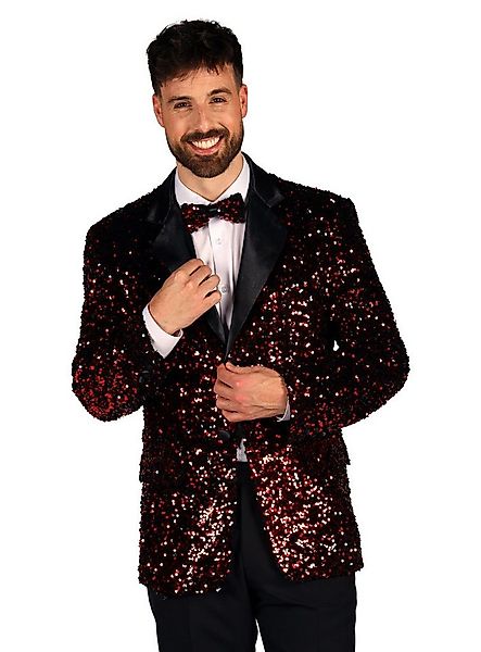 thetru Kostüm Glitzer Jackett rot, Sakko im klassischen Schnitt, aber knall günstig online kaufen