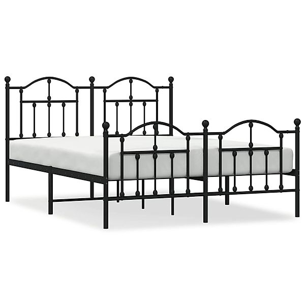 vidaXL Bettgestell mit Kopf- und Fußteil Metall Schwarz 140x200 cm 353458 günstig online kaufen