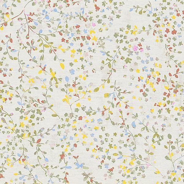 PROFHOME 397471-GU Blumen Tapete Floral Matt Creme Grün Gelb Blau 0,53 m x günstig online kaufen