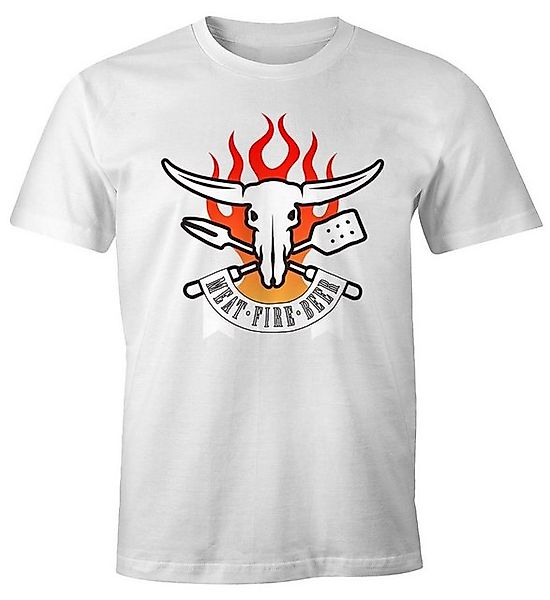 MoonWorks Print-Shirt Herren T-Shirt Meat Fire Beer Fun-Shirt mit Print günstig online kaufen