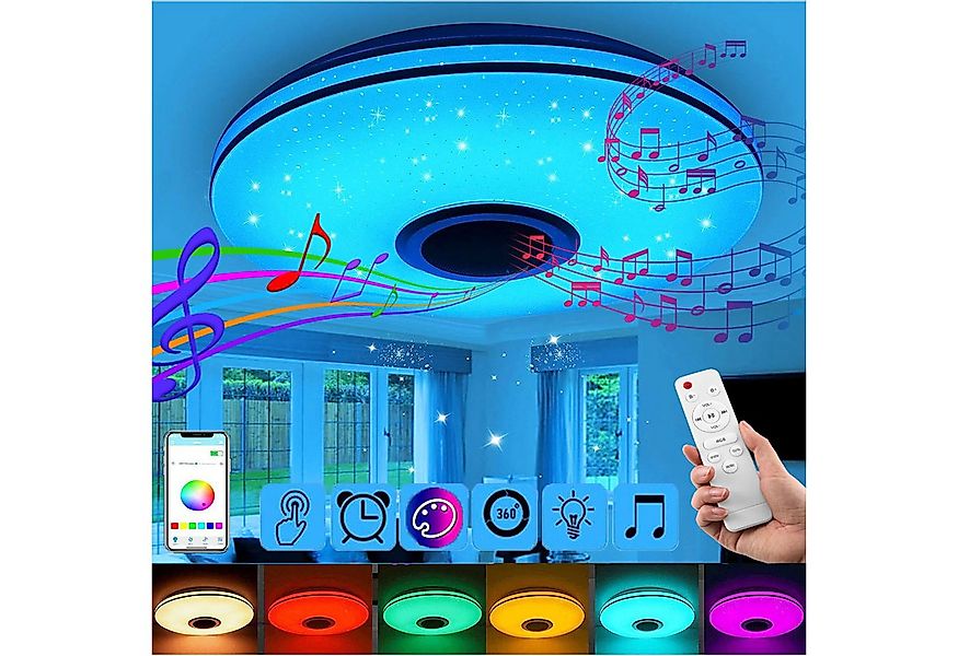 oyajia Deckenleuchte 60W LED Deckenlampe Bluetooth Lautsprecher, 50cm RGB F günstig online kaufen