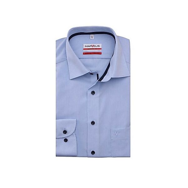 MARVELIS Langarmhemd Langarm Business Hemd für Herren in blau (1-tlg) günstig online kaufen