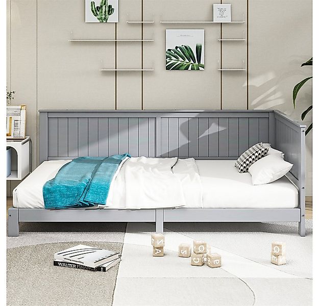 XDeer Bett Schlafsofa 90*200 cm, Einzeltagesbett aus Holz, Kinderbett, Grau günstig online kaufen