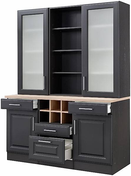 KOCHSTATION Küchenbuffet "KS-Stockholm", hochwertige MDF-Fronten, 2 Glasrah günstig online kaufen