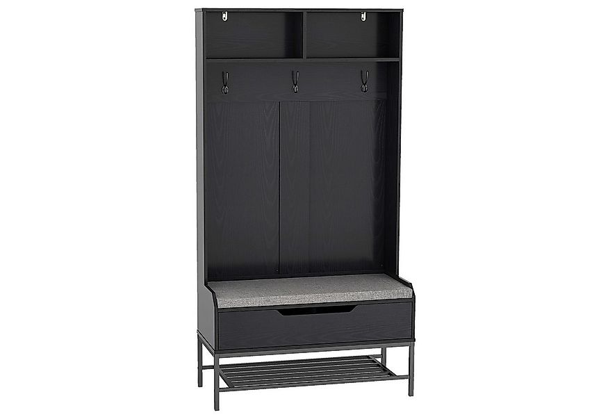 KOMFOTTEU Kleiderständer, Garderobenständer mit Sitzbank, 3 Haken & Abalgen günstig online kaufen