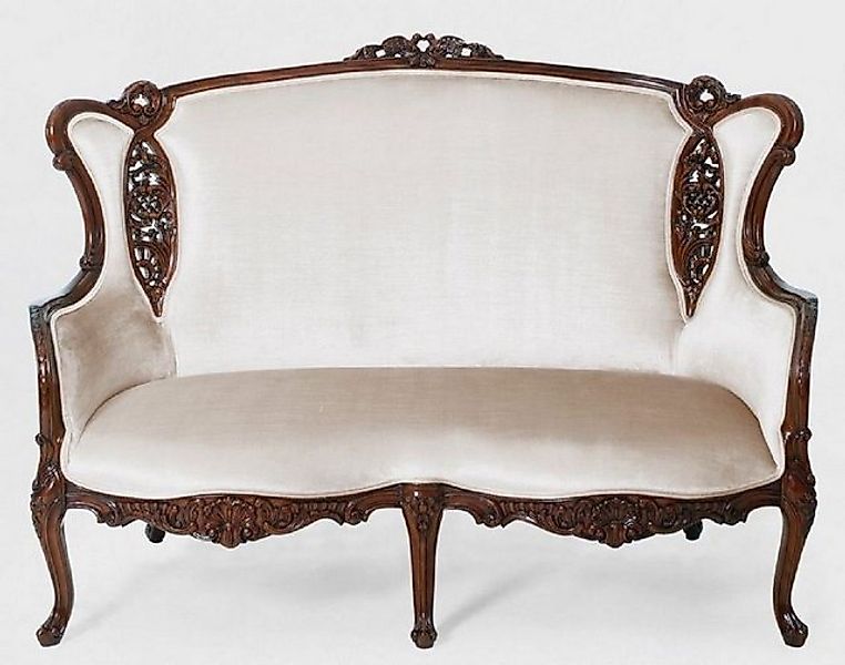 Casa Padrino Sofa Luxus Barock Sofa Weiß / Braun - Prunkvolles Wohnzimmer S günstig online kaufen