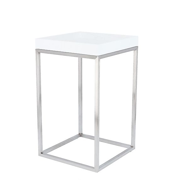 Beistelltisch Pino Säulenform Gestell Edelstahl Tablett Esche Weiß günstig online kaufen
