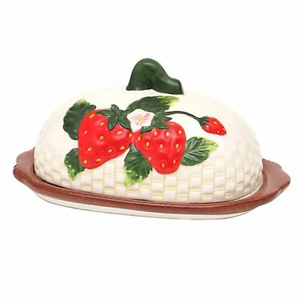 Neuetischkultur Butterdose Keramik Erdbeer-Relief bunt günstig online kaufen
