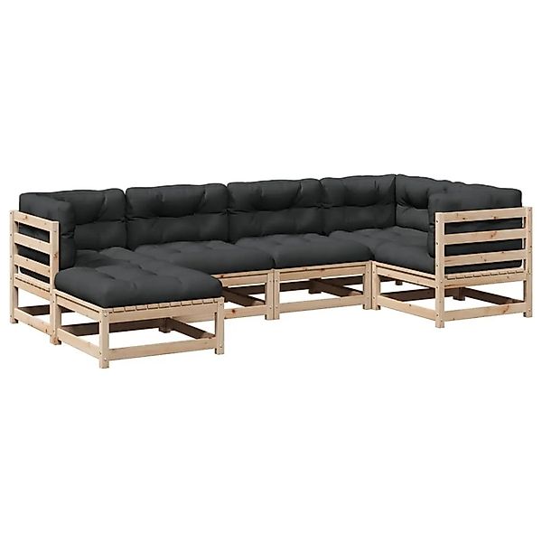 vidaXL 6-Tlg Garten-Sofagarnitur mit Kissen Massivholz Kiefer 3299523 günstig online kaufen