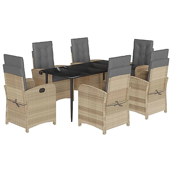 vidaXL 7-Tlg Garten-Essgruppe mit Kissen Beigemischung Poly Rattan 3212396 günstig online kaufen