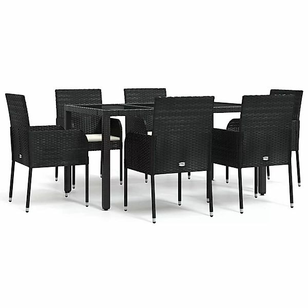 Vidaxl 7-tlg. Garten-essgruppe Mit Kissen Schwarz Poly Rattan günstig online kaufen