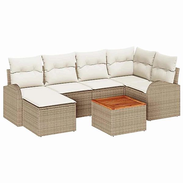 vidaXL Garten-Sofa-Set 7-Tlg Beige Weiß 3356272 günstig online kaufen
