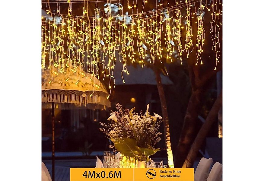 Quntis Lichtervorhang 4M LED lichterkette mit Timer/Memory-Funktion, Warmwe günstig online kaufen