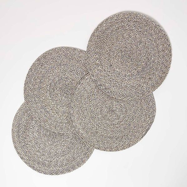 Homescapes Platzset Tischset silber im 4er-Set, günstig online kaufen