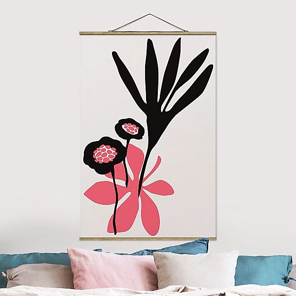 Stoffbild mit Posterleisten Blumengruß in Rosa günstig online kaufen