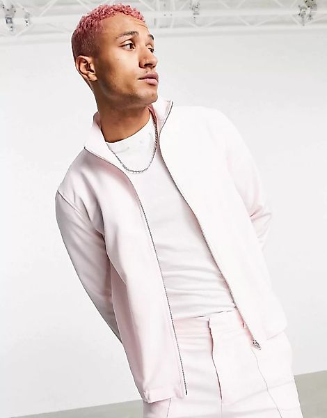 ASOS DESIGN – Elegante Trainingsjacke in Pastellrosa, Kombiteil günstig online kaufen