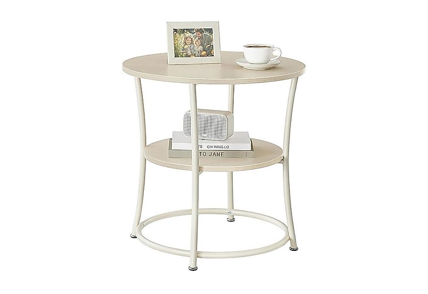 relaxdays Beistelltisch mit 2 Ablage, Creme günstig online kaufen