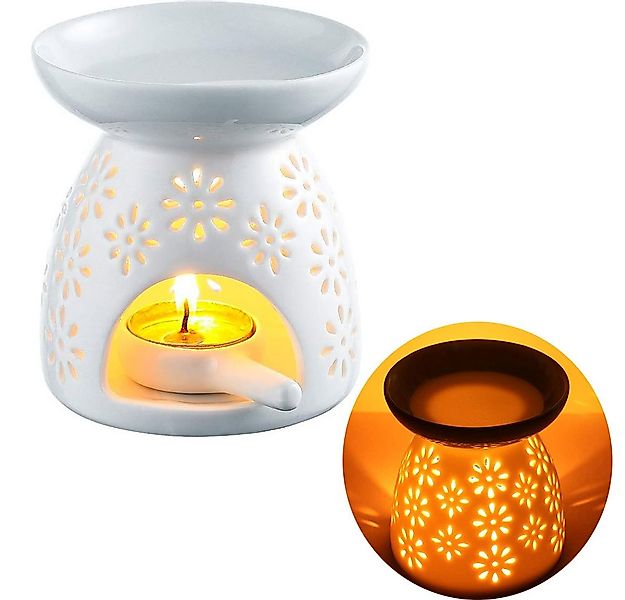 FELIXLEO Duftlampe Duftlampe mit kerzenhalter aus Keramik Aromalampe Weiß B günstig online kaufen