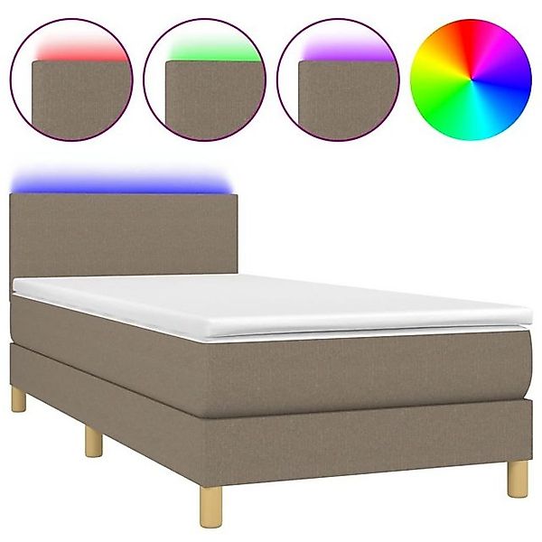 vidaXL Boxspringbett Boxspringbett mit Matratze LED Taupe 90x200 cm Stoff B günstig online kaufen