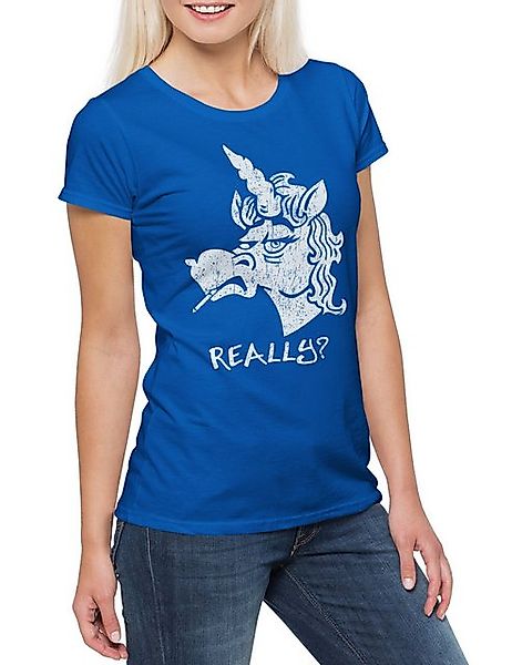 Urban Backwoods Print-Shirt Grumpy Unicorn Damen T-Shirt Einhorn Comic Anim günstig online kaufen
