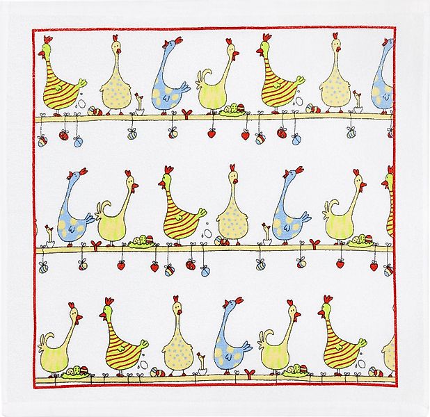 Kracht Geschirrtuch 2er Set Frottier Küchentuch Hühnerstange 50 x50 cm, (2- günstig online kaufen