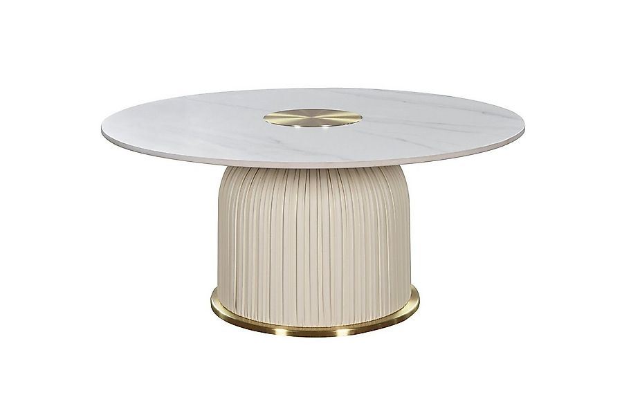 Livin Hill Couchtisch Modig, Goldener Sockel, weißes Öko-Leder, Marmorimita günstig online kaufen