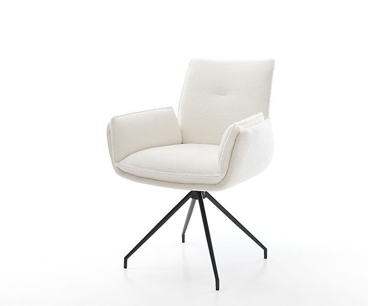 Esszimmerstuhl Nela-Flex Bouclé Soft Beige Kreuzgestell konisch Schwarz günstig online kaufen