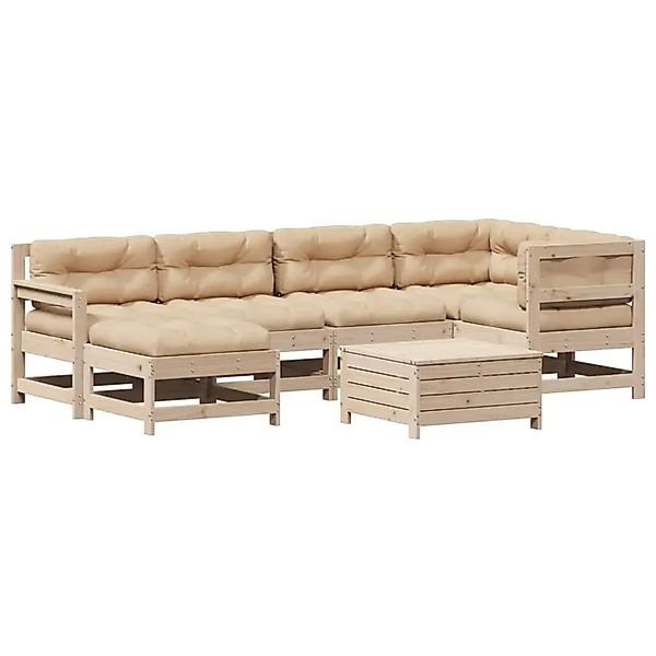 vidaXL 7-Tlg Garten-Lounge-Set mit Kissen Massivholz Kiefer 3250952 günstig online kaufen