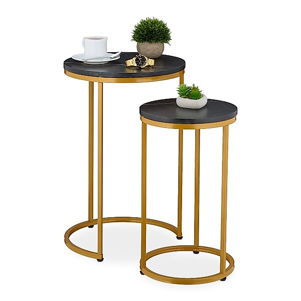 relaxdays Satztisch 2er Set Marmoroptik & günstig online kaufen