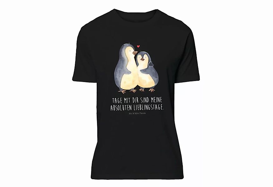 Mr. & Mrs. Panda T-Shirt Pinguin umarmend - Schwarz - Geschenk, Schlafshirt günstig online kaufen
