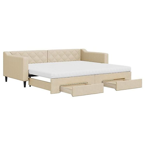vidaXL Gästebett Gästebett Tagesbett Ausziehbar mit Schubladen Creme 90x200 günstig online kaufen