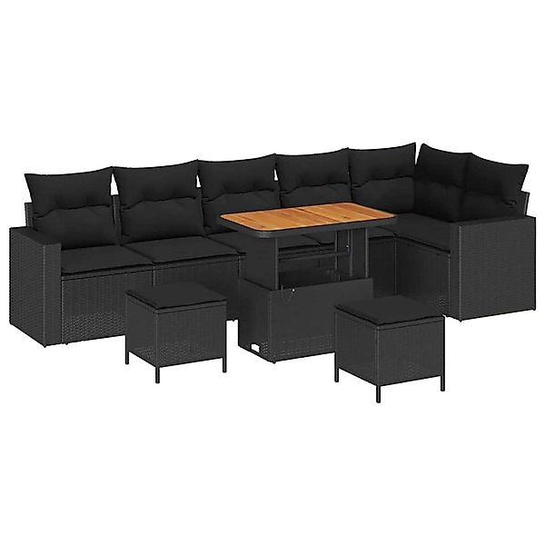 vidaXL Garten-Sofa-Set 9-Tlg Schwarz Poly Rattan 3361634 günstig online kaufen
