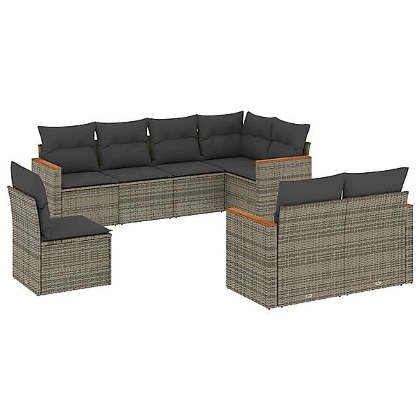 vidaXL 8-Tlg Garten-Sofagarnitur mit Kissen Grau Poly Rattan 3226165 günstig online kaufen