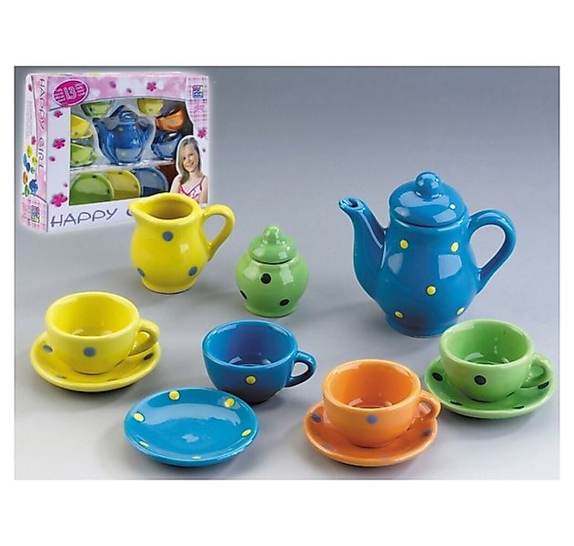 Happy People Spielgeschirr Porzellan Geschirr 13-teilig bunt bemalt günstig online kaufen