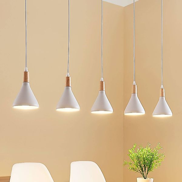 Lindby Pendelleuchte Arina, 100 cm, weiß, 5-flammig, E14 günstig online kaufen