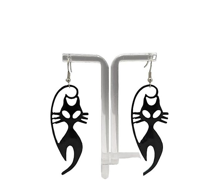 Eyecatcher Ohrring und Ketten Set Halloween Ohrhaken im Katzen Design schwa günstig online kaufen