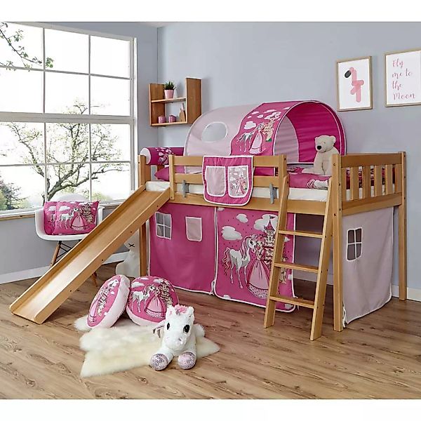Halbhohes Kinderbett im Prinzessin Design Rutsche günstig online kaufen